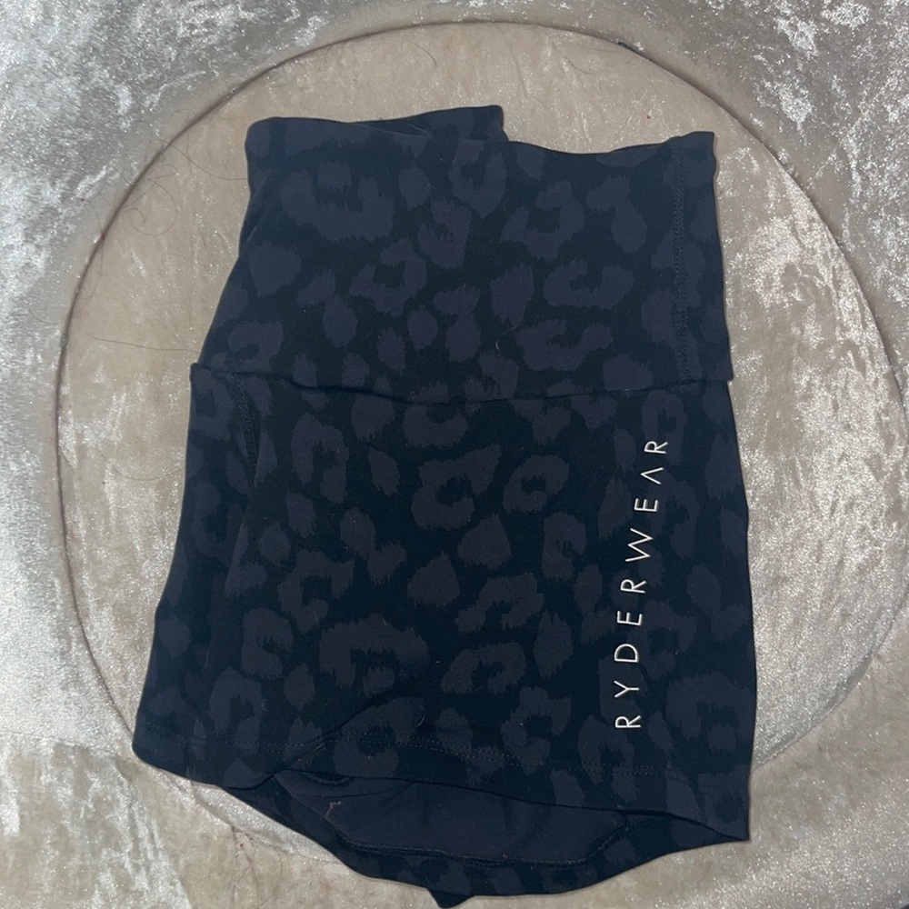 Ryderwear black cheetah butt scrunch workout shorts